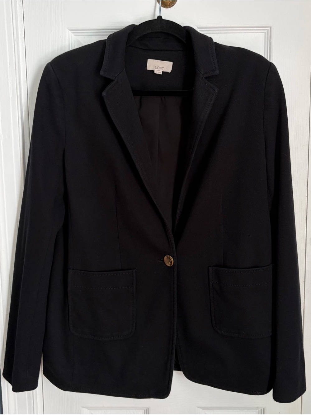 LOFT Black Single-Button Patch-Pocket Blazer